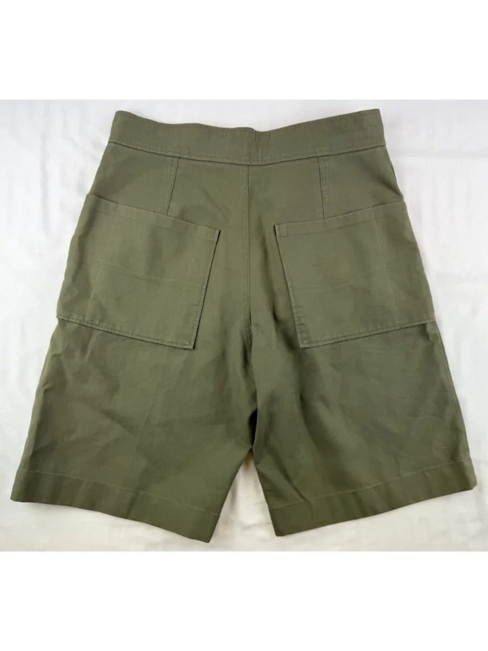 Studio Nicholson Berruti Shorts Olive Cotton Double Side Adjusters Tailored Berm - Picture 2 of 6